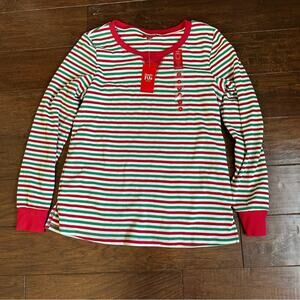 NWT Matching Family PJs Pajamas Striped Red Green Christmas Shirt Top ONLY Small